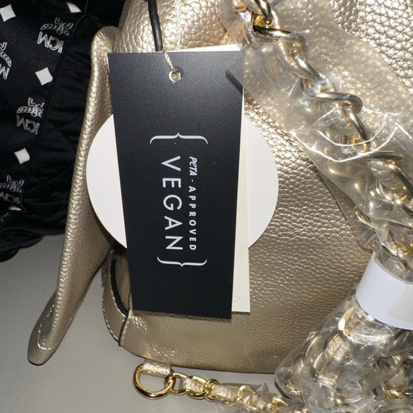 Vegan Gold Metallic Motorcycle Jacket Backpack - Picture 8 of 9